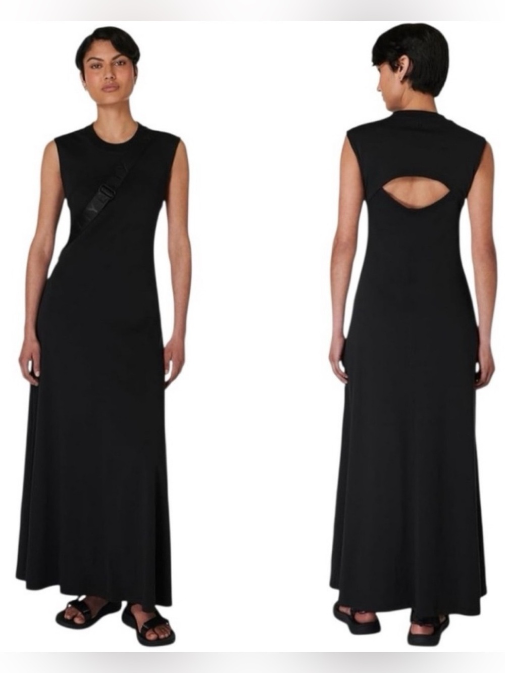 Sweaty Betty Flow Racer Sleeveless Black Maxi Dress with Back Keyhole